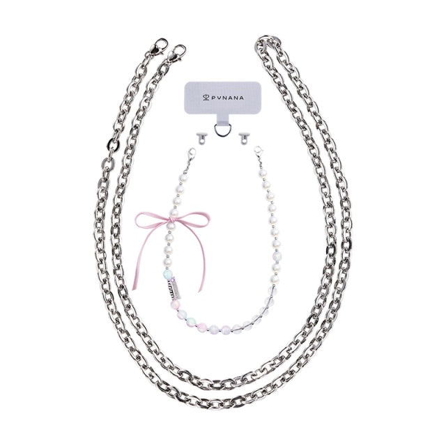 PYNANA PN-QTBL 2-in-1 Cross-body Metal Chain & Crystal Phone Charm Series