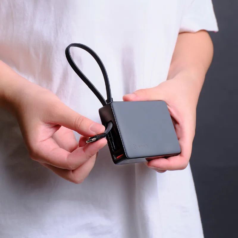 Adam Elements Gravity 30W Fast Charging Power Bank with Built-In Cable 10000mAh - Grey