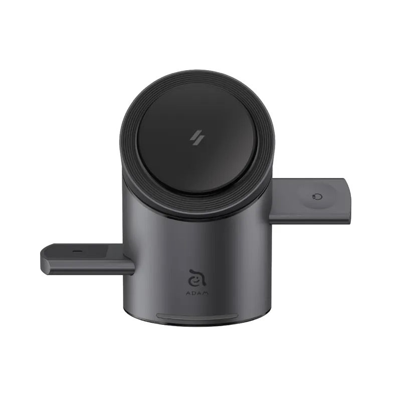 Adam Elements Mag Tube Qi2 3-in-1 Intelligent Charging Station - Grey