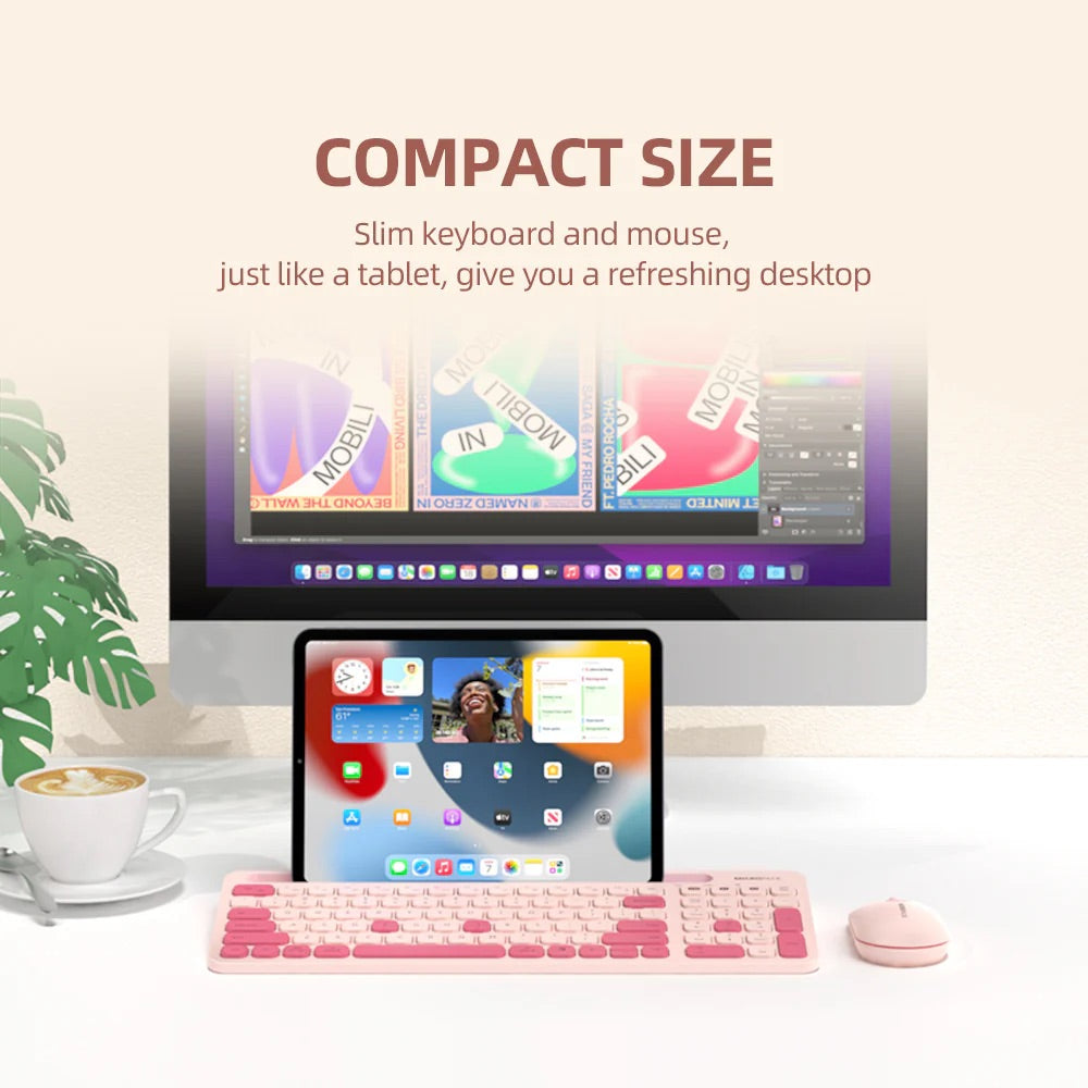 Micropack 3 Devices Wireless Keyboard & Mouse Combo - Cream