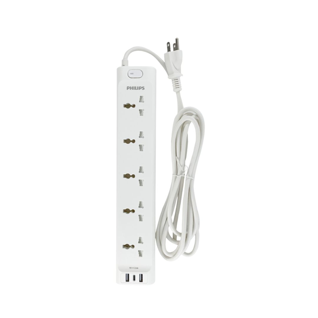 Philips 5 Universal Power Outlet with 3-Port 3M Extension