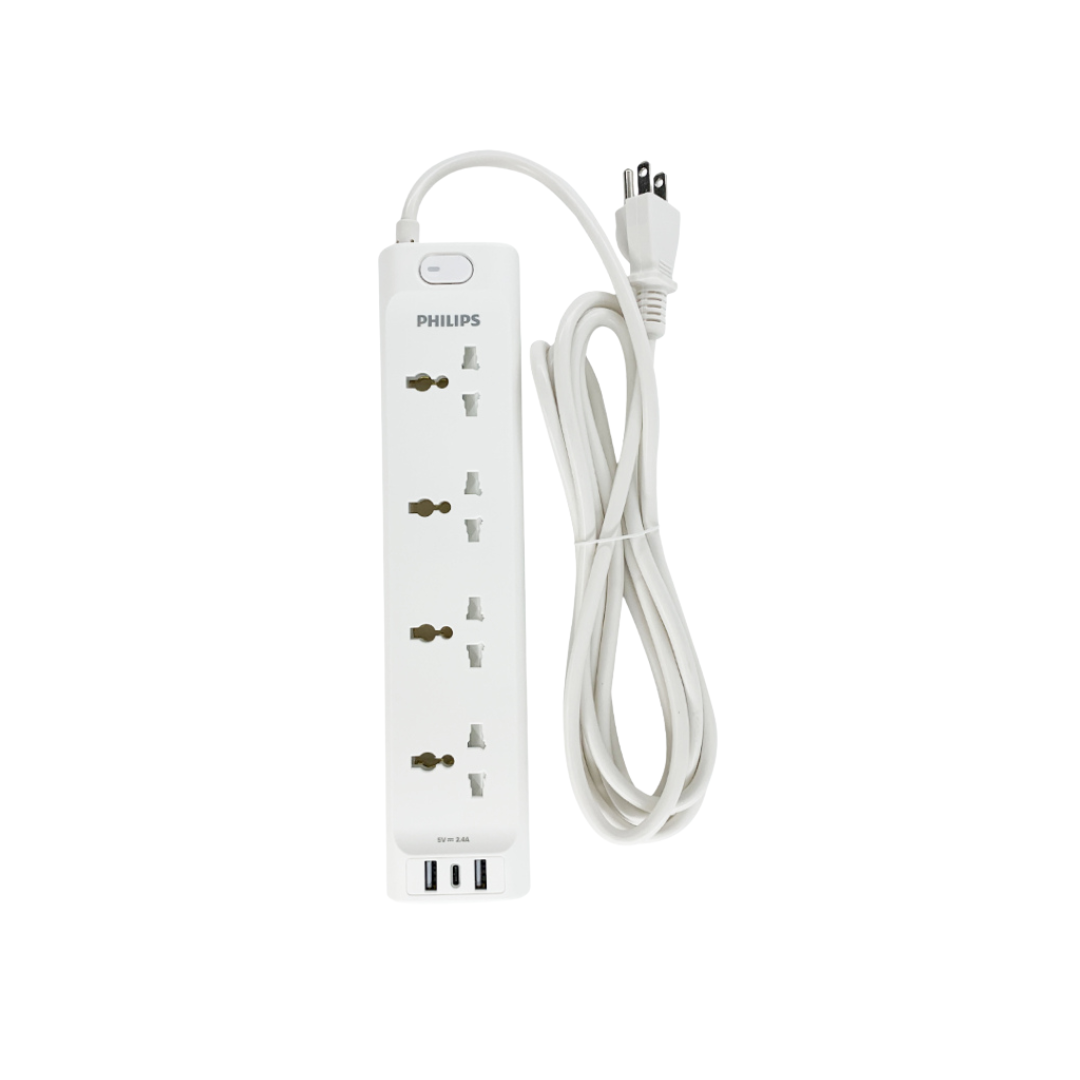 Philips 4 Universal Power Outlet with 3-Port 3M Extension
