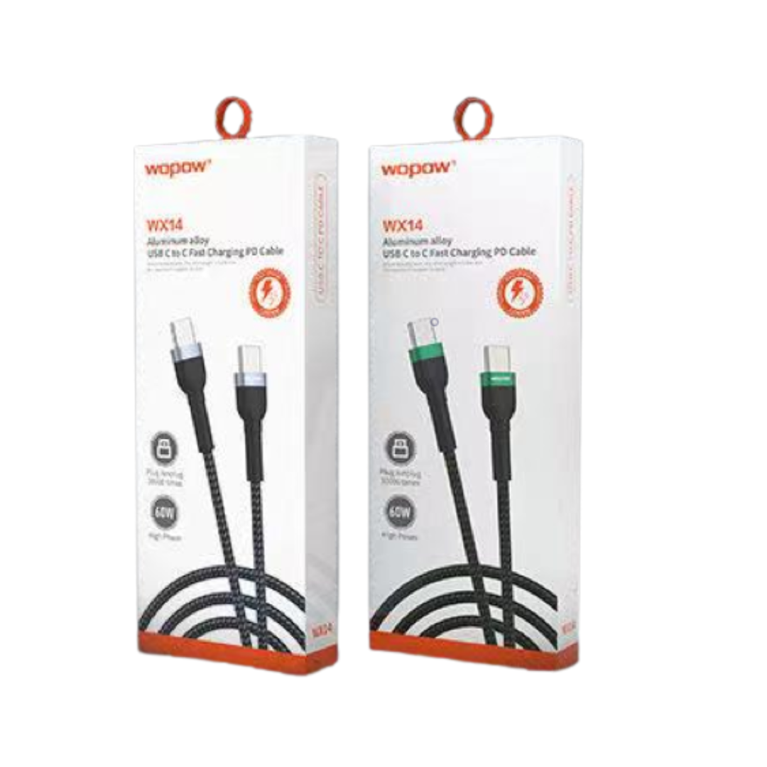 Wopow WX14 Aluminum Alloy USB C to USB C Fast Charging PD Cable 60W 1.2m