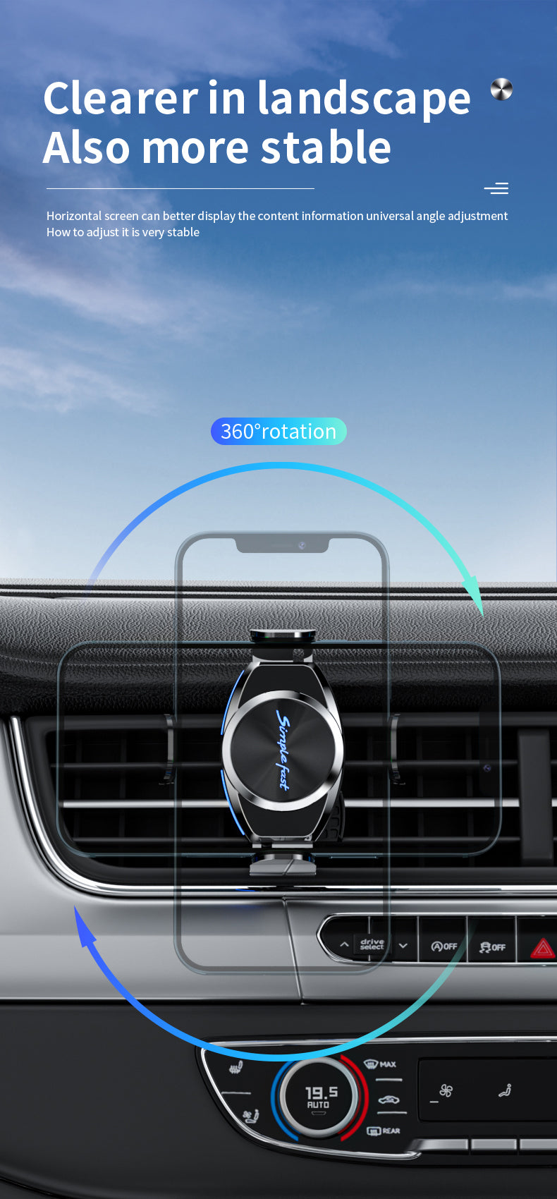 TF N518 Automatic 15W Wireless Car Charger Vent Mount