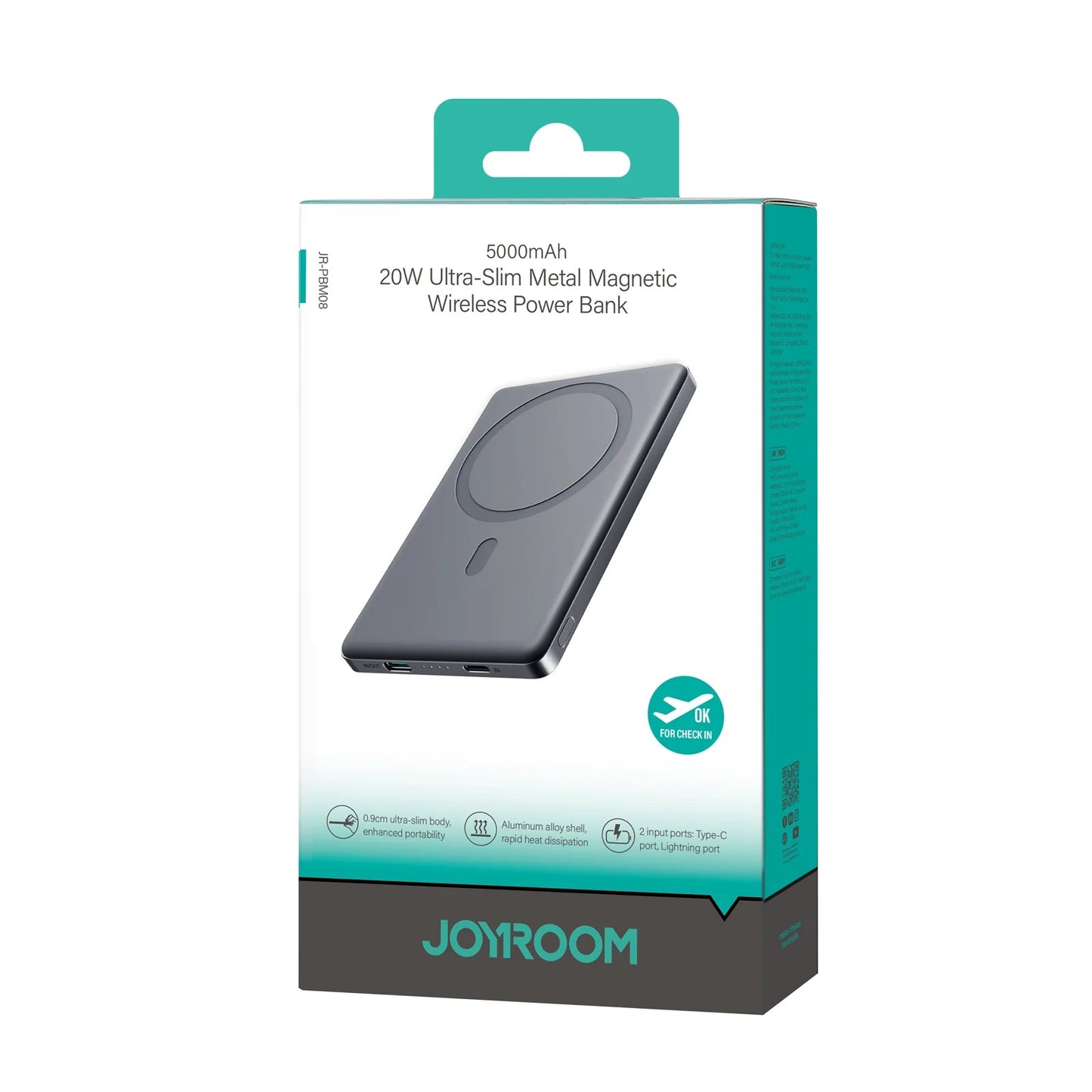 Joyroom JR-PBM08 5000mAh 20W Ultra-Slim Metal Magnetic Wireless Power Bank