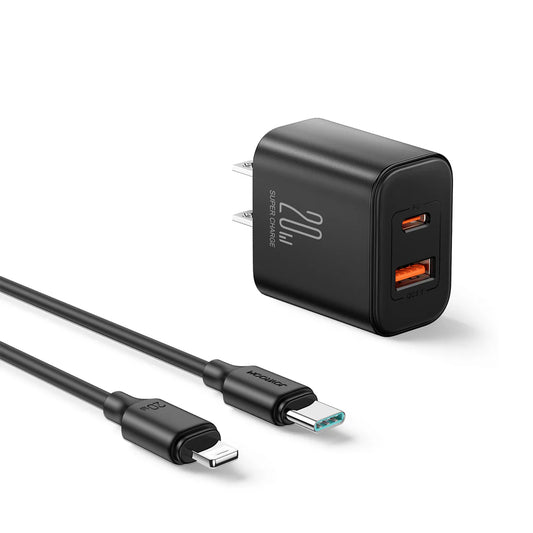 Joyroom JR-TCF05US 20W PD+QC 3.0 Dual Port Fast Charging Kit with Type-C to Lightning Cable (1m)