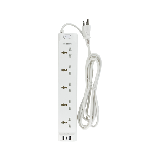 Philips 5 Universal Power Outlet with 3-Port 3M Extension
