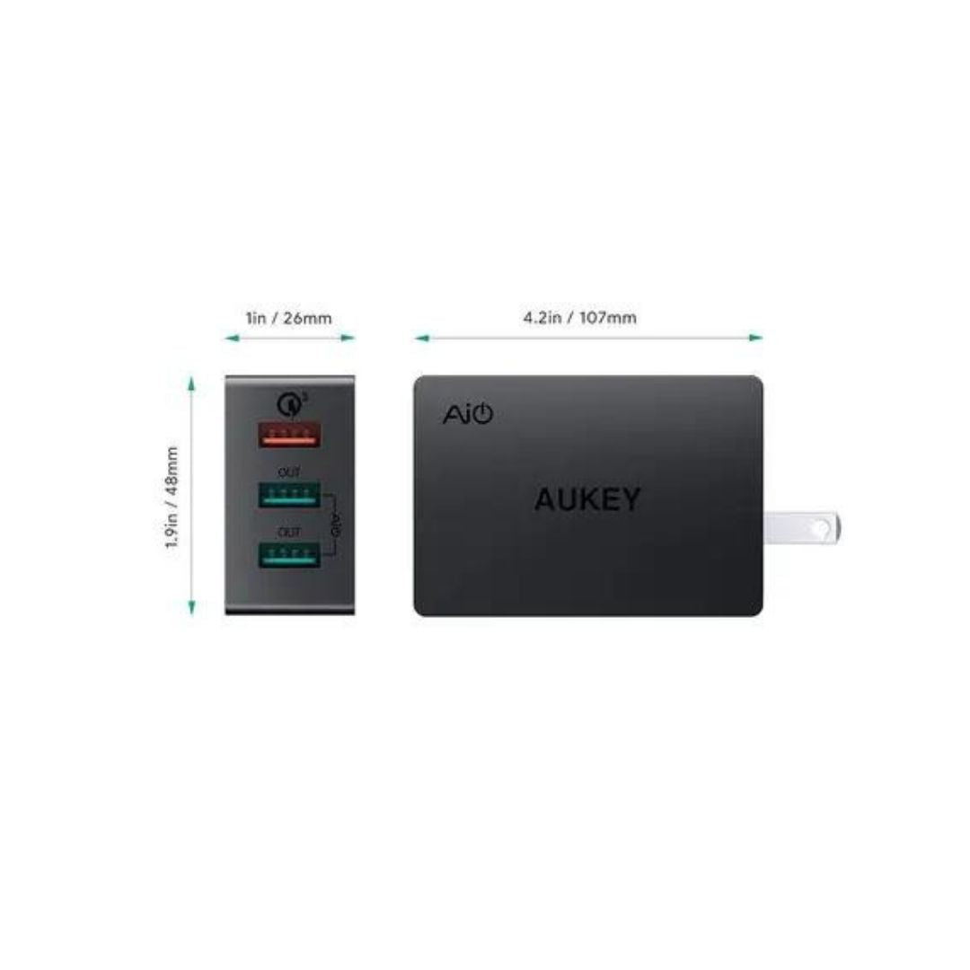 Aukey 3-Port USB Wall Charger with QC 3.0