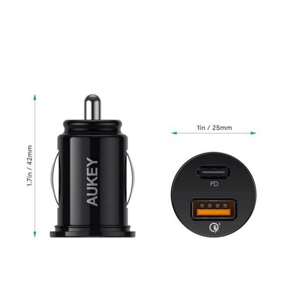 Aukey CC-A3 Dual Port PD3.0 QC3.0 Car Charger 4.8A 30W